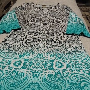 Black and white ombre blue dress